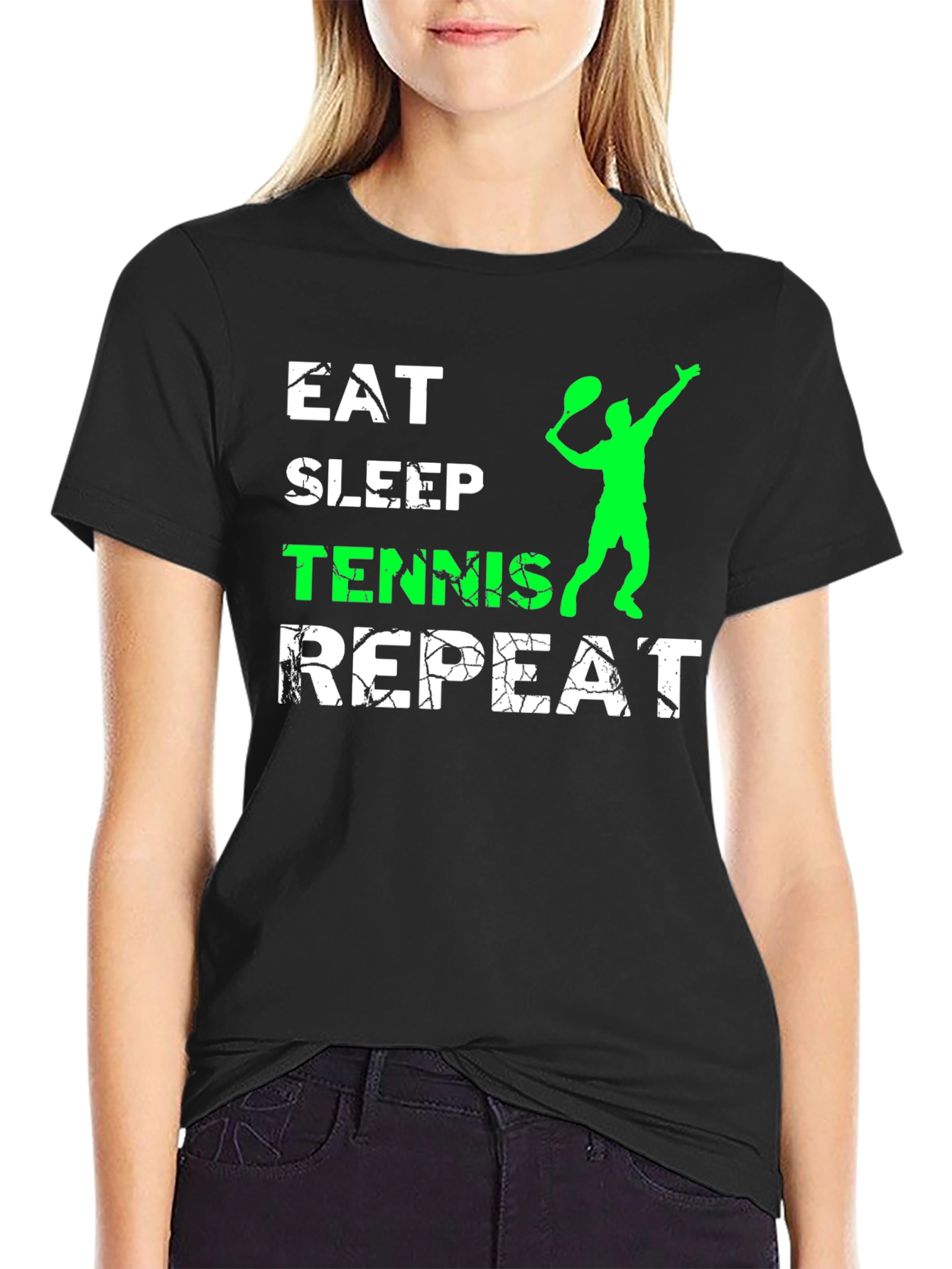 Eat Sleep Tennis Repeat Black T-Shirt