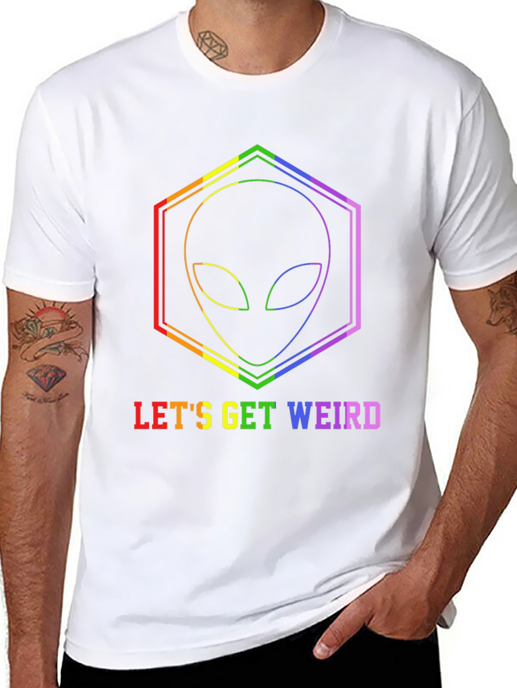 Rainbow Alien Graphic Tee - Lets Get Weird!