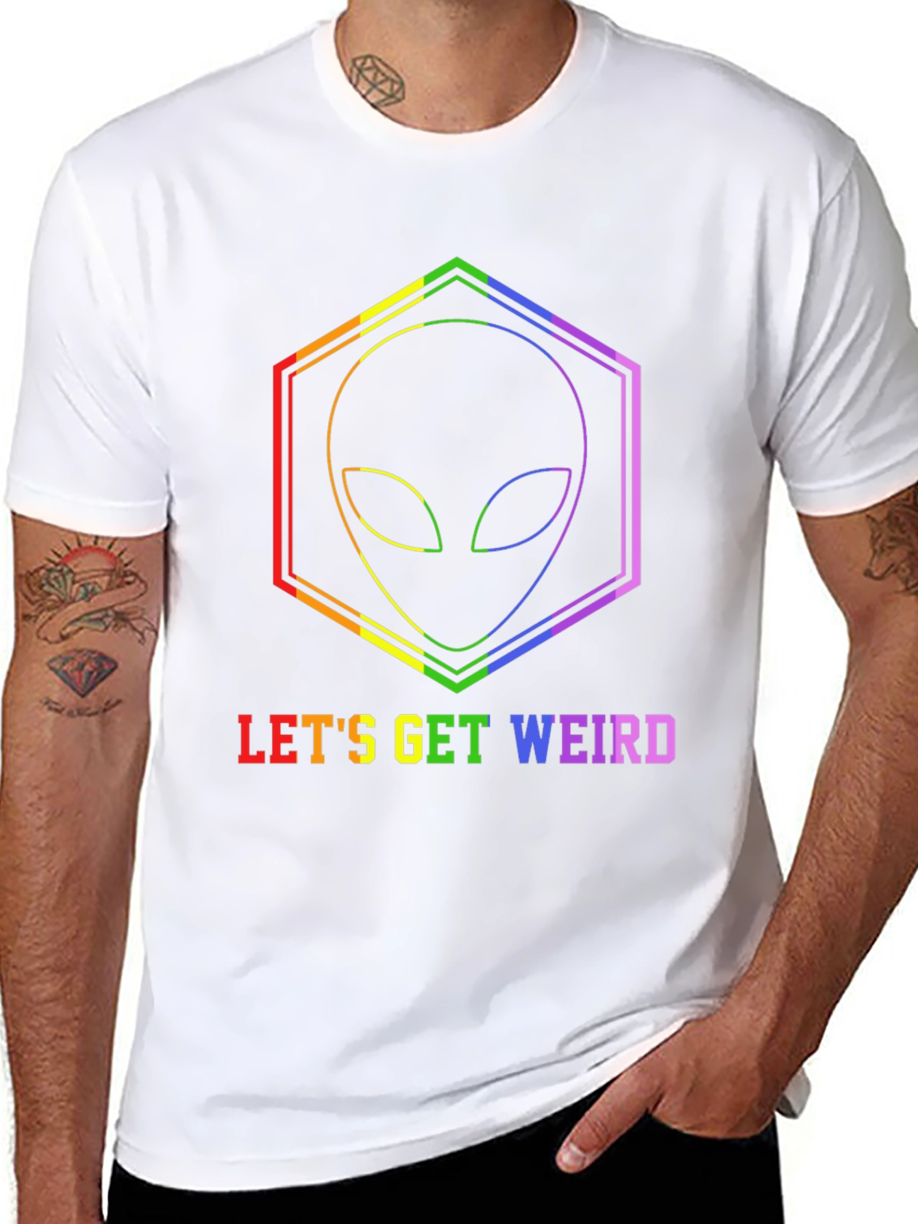 Rainbow Alien Graphic Tee - Lets Get Weird!