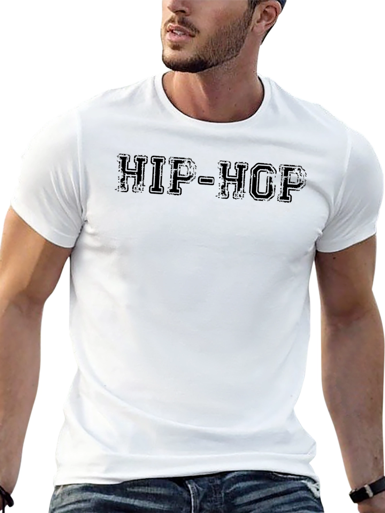 HIP-HOP Black Crew Neck T-Shirt