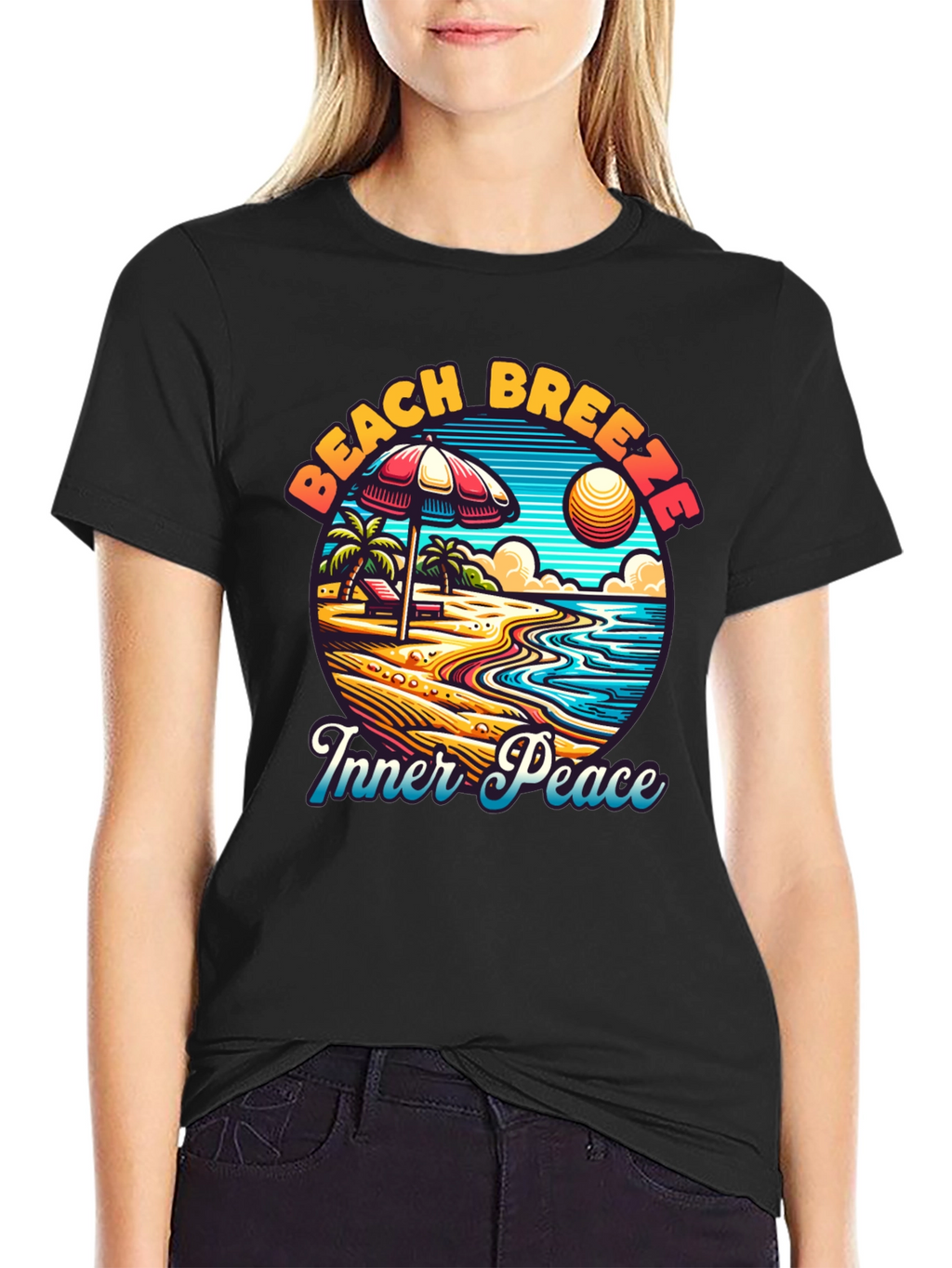 Beach Breeze Inner Peace Black T-Shirt