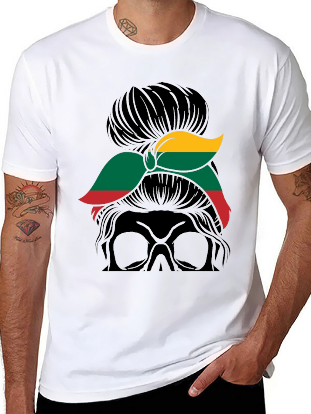 Lithuania Flag Messy Bun T-Shirt