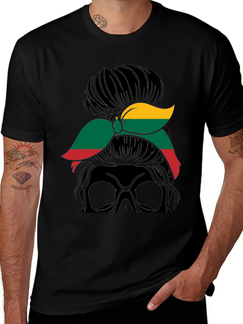 Lithuania Flag Messy Bun T-Shirt