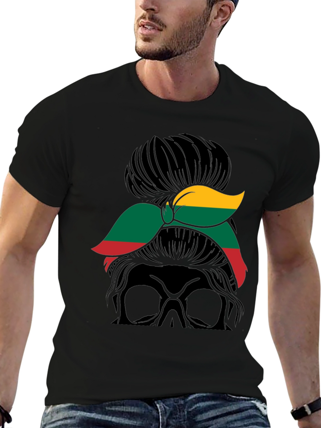 Lithuania Flag Messy Bun T-Shirt