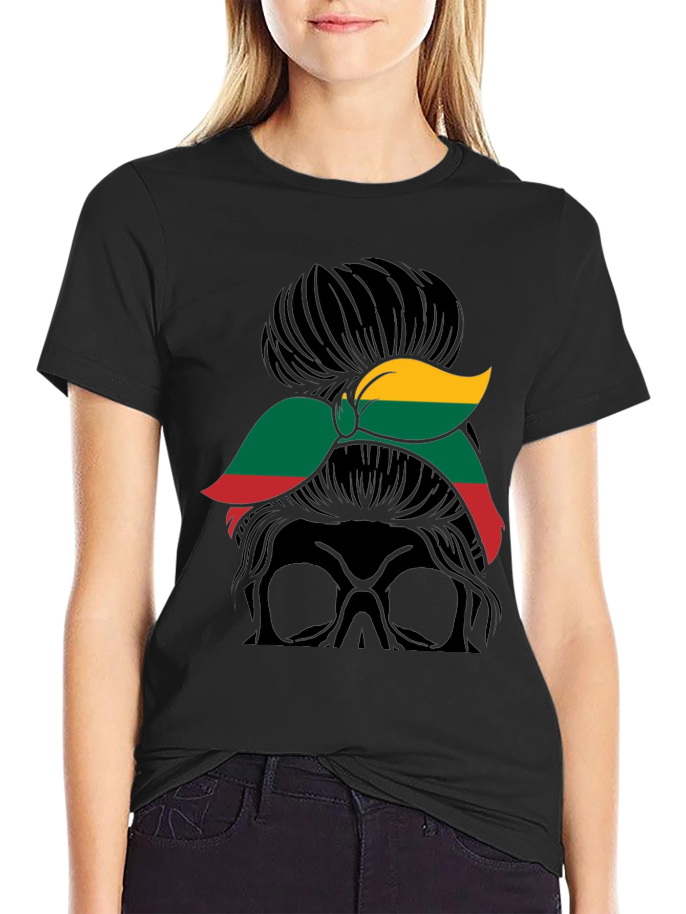 Lithuania Flag Messy Bun T-Shirt