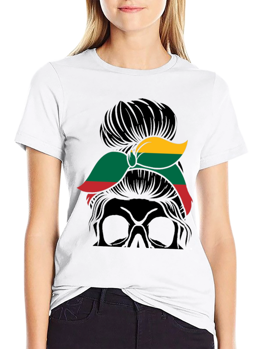 Lithuania Flag Messy Bun T-Shirt