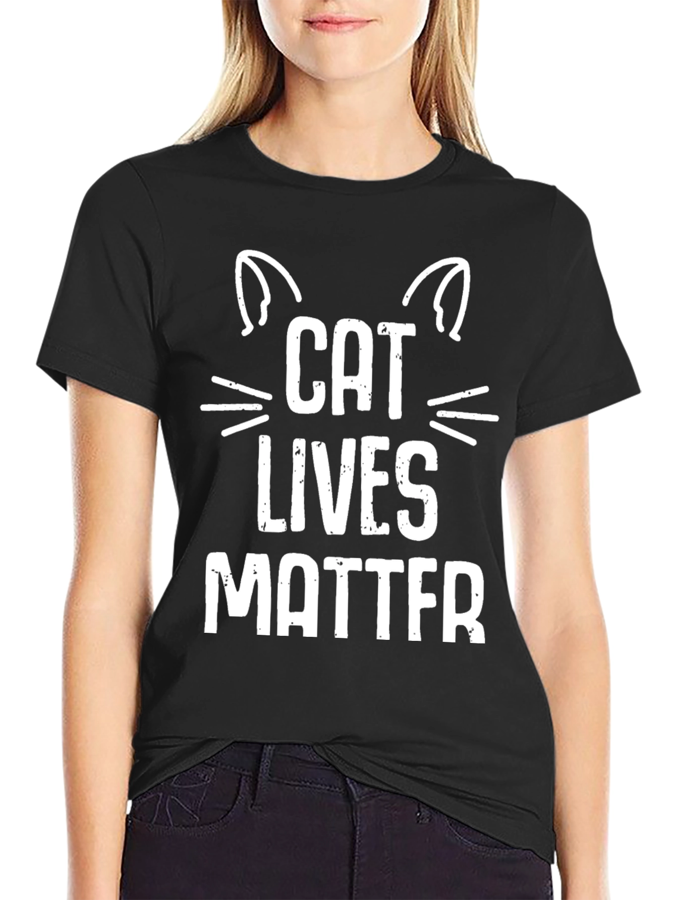 Cat Lives Matter Graphic Tee - Trendy Black T-Shirt