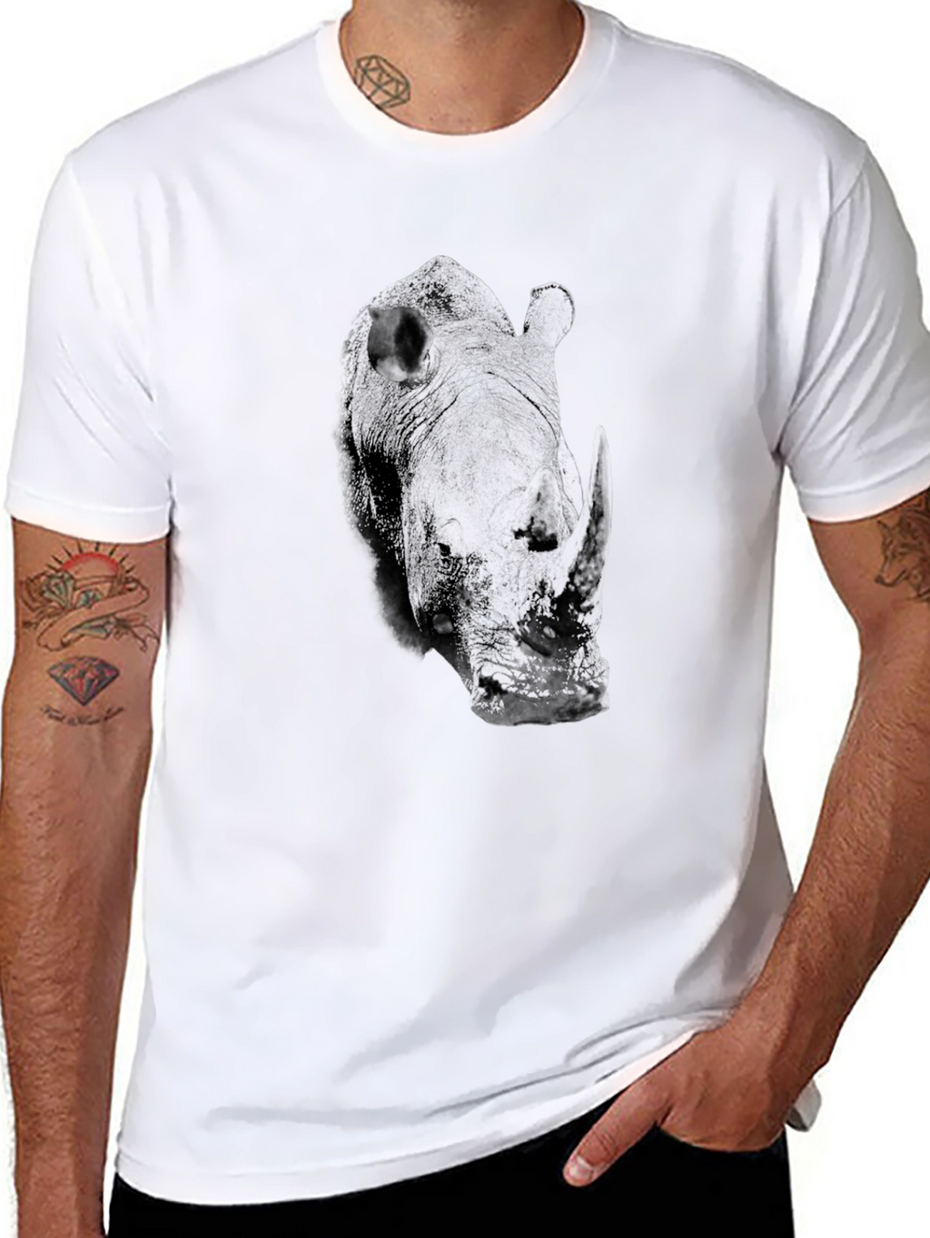 Black Rhino Graphic Tee - Unique Animal Design