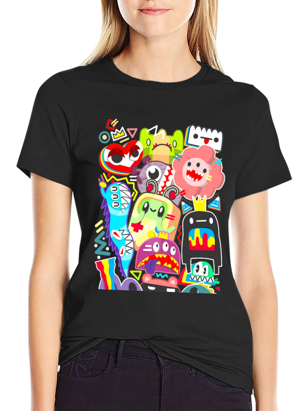 Funky Monster Graphic Print Black T-Shirt