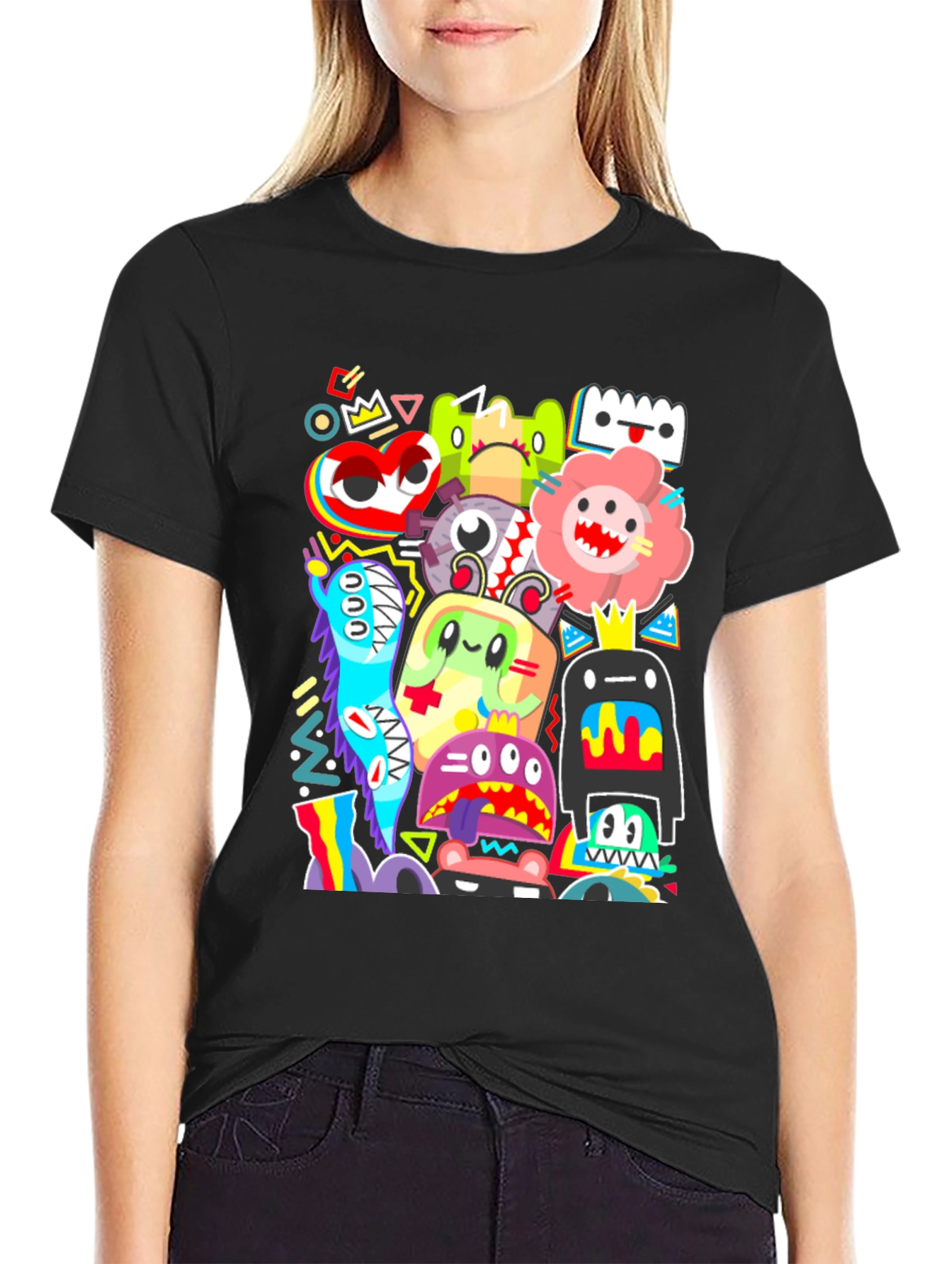 Funky Monster Graphic Print Black T-Shirt