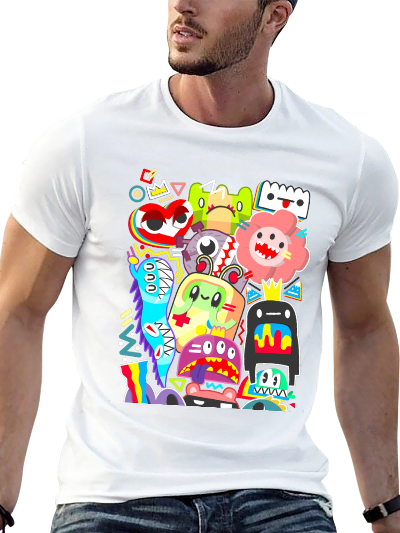Funky Monster Graphic Print Black T-Shirt