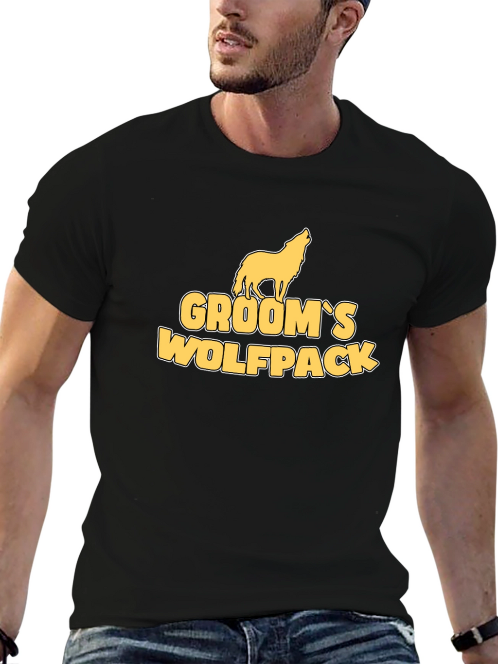 Grooms Wolfpack Black Cotton Graphic Tee