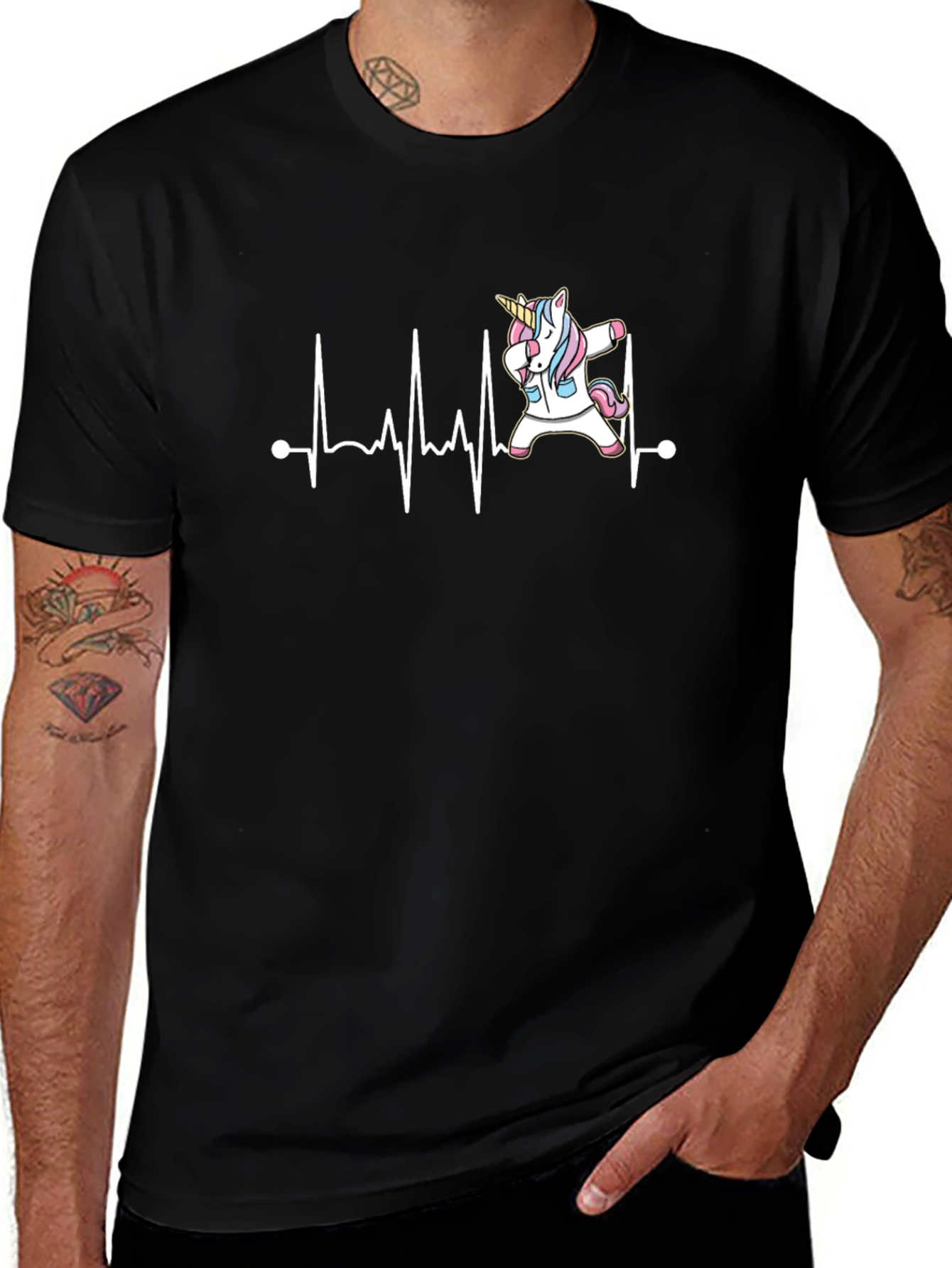 Unicorn Heartbeat T-Shirt - Dabbing Unicorn Tee