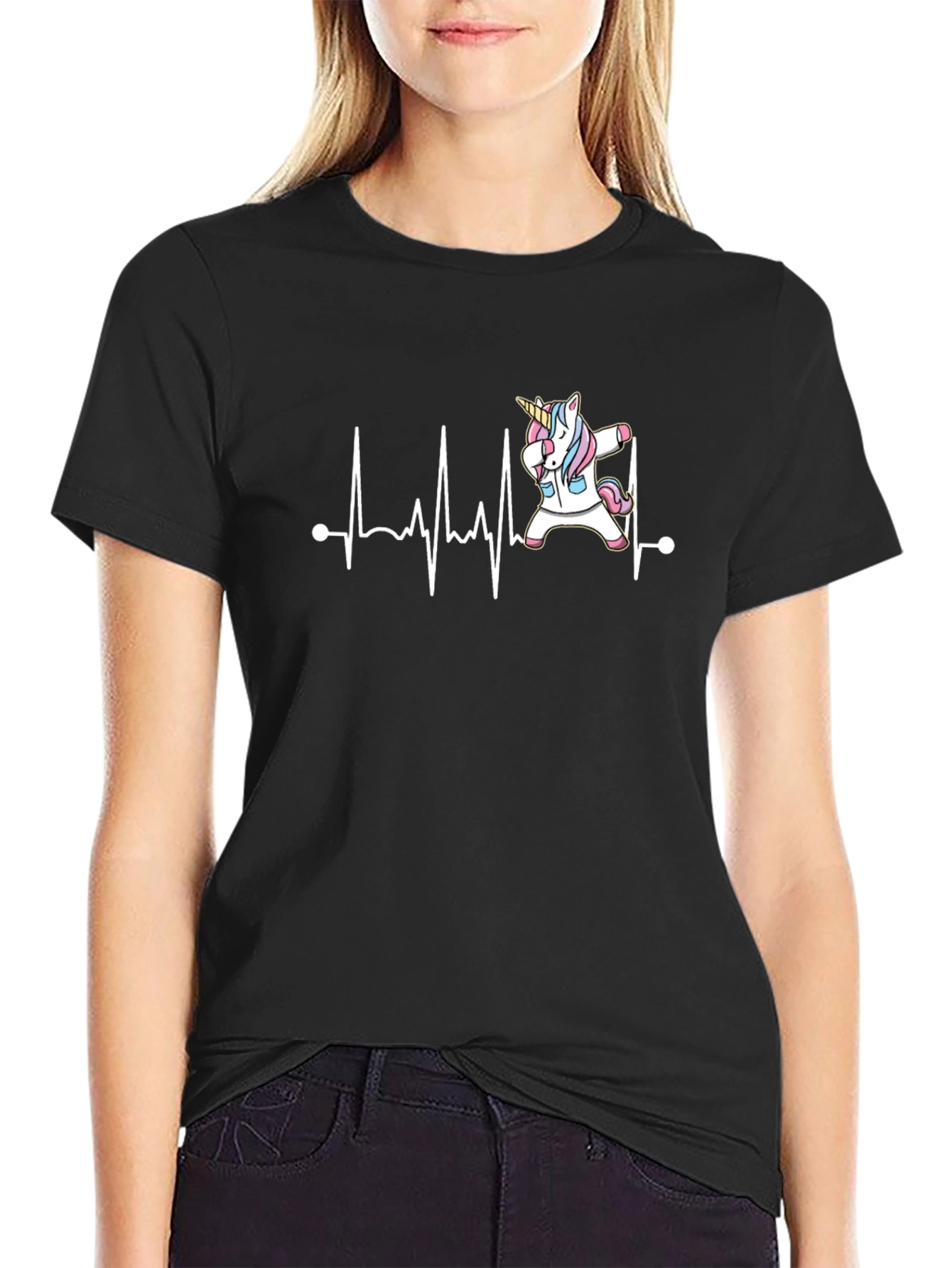 Unicorn Heartbeat T-Shirt - Dabbing Unicorn Tee
