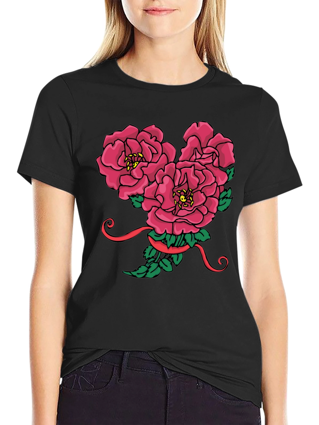 Floral Mickey Mouse Head Graphic Tee
