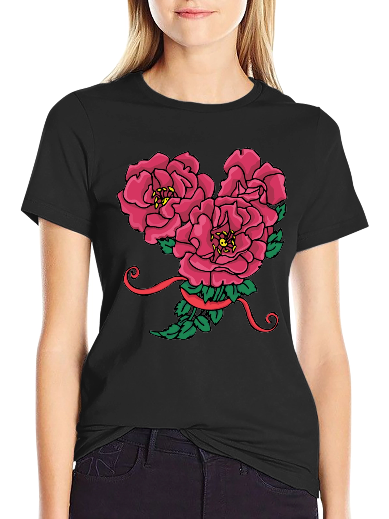 Floral Mickey Mouse Head Graphic Tee