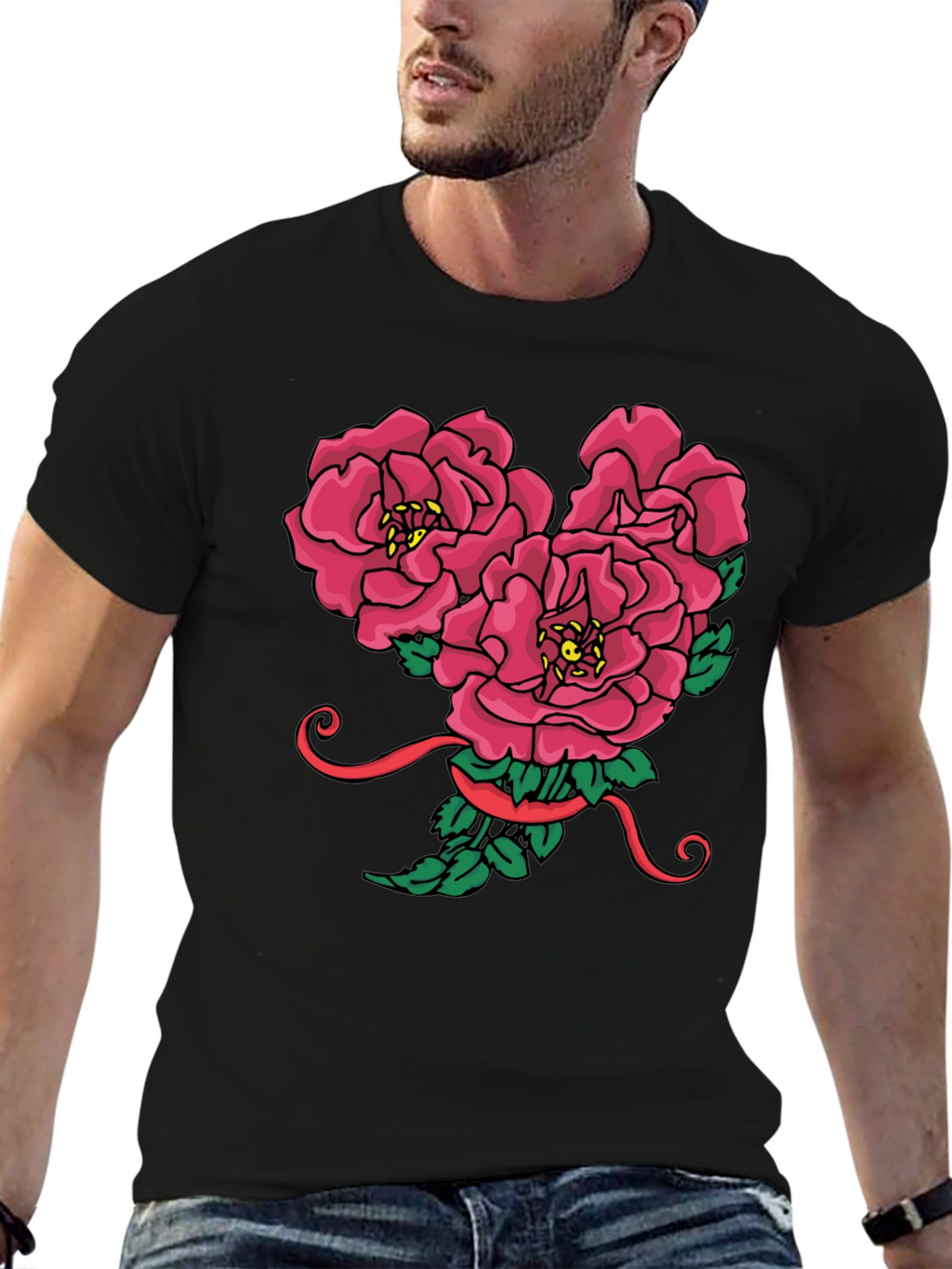 Floral Mickey Mouse Head Graphic Tee