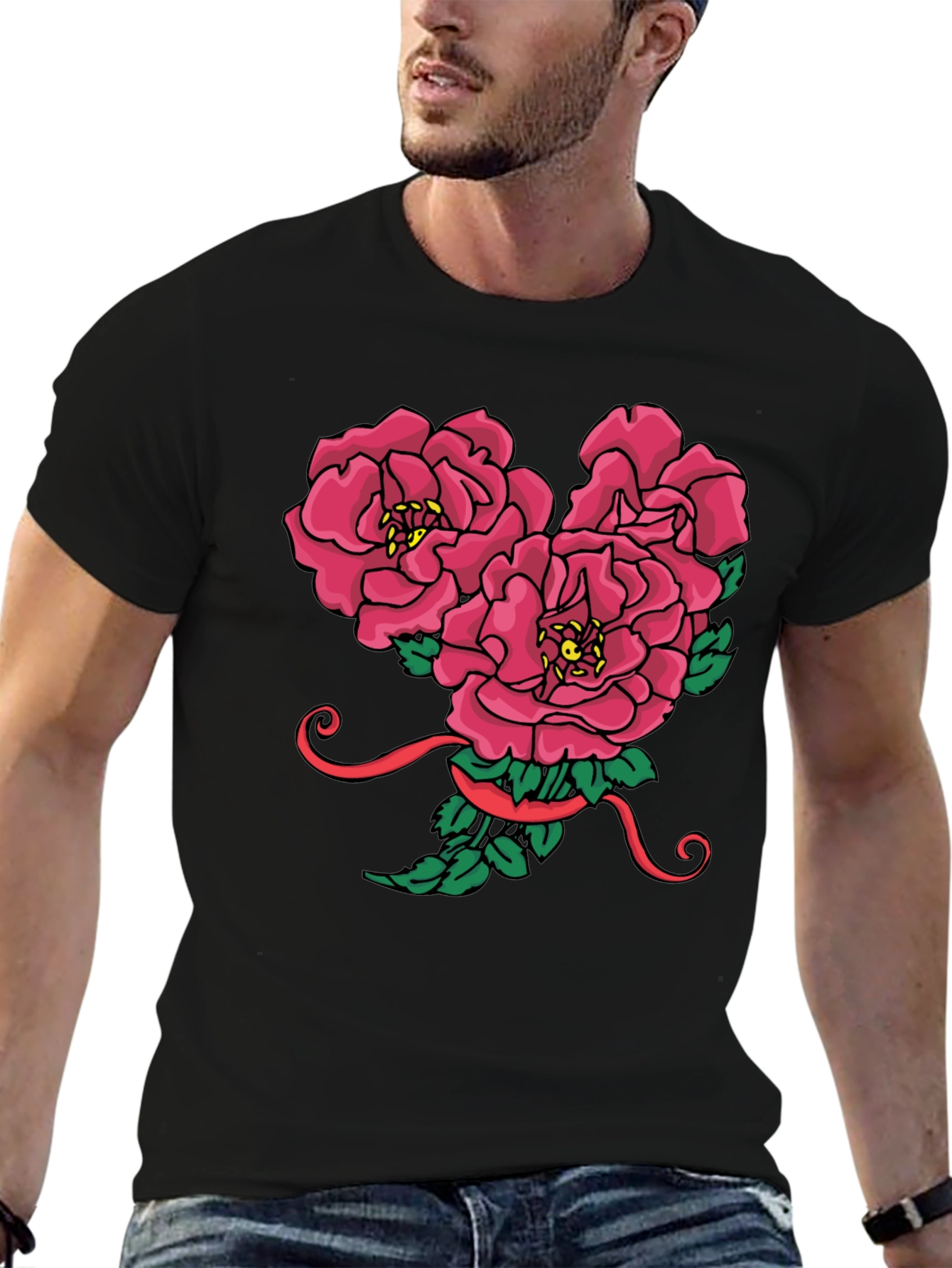 Floral Mickey Mouse Head Graphic Tee