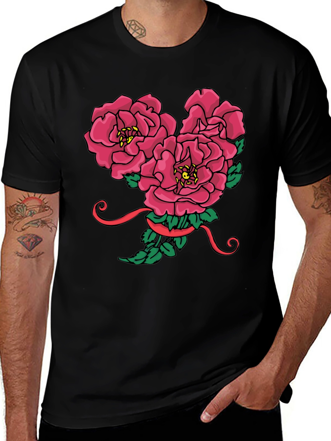 Floral Mickey Mouse Head Graphic Tee