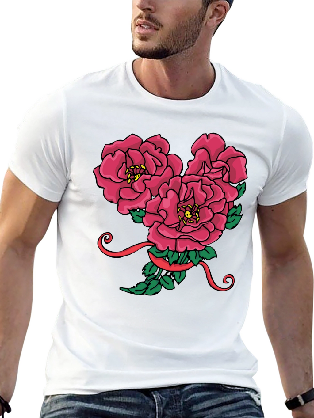 Floral Mickey Mouse Head Graphic Tee