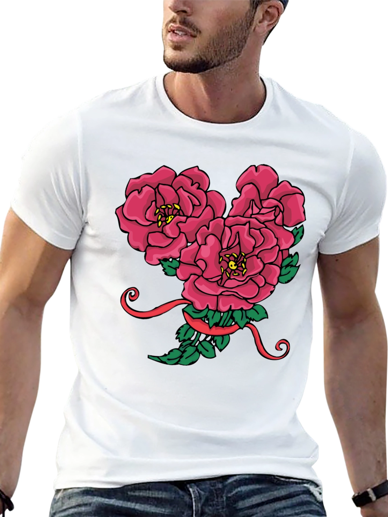Floral Mickey Mouse Head Graphic Tee