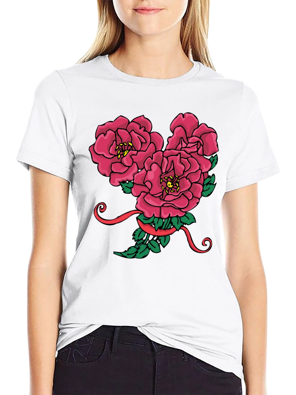 Floral Mickey Mouse Head Graphic Tee