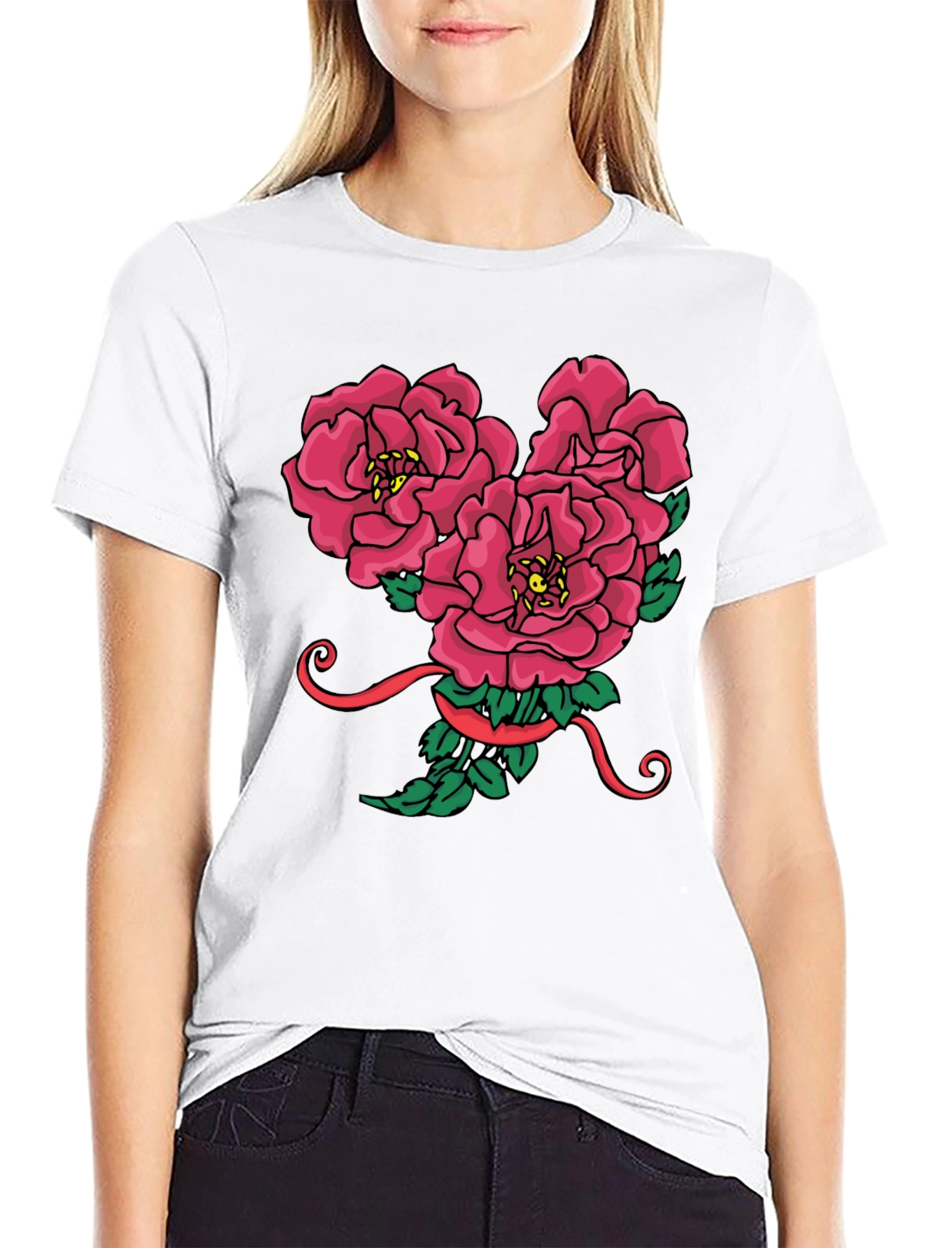 Floral Mickey Mouse Head Graphic Tee