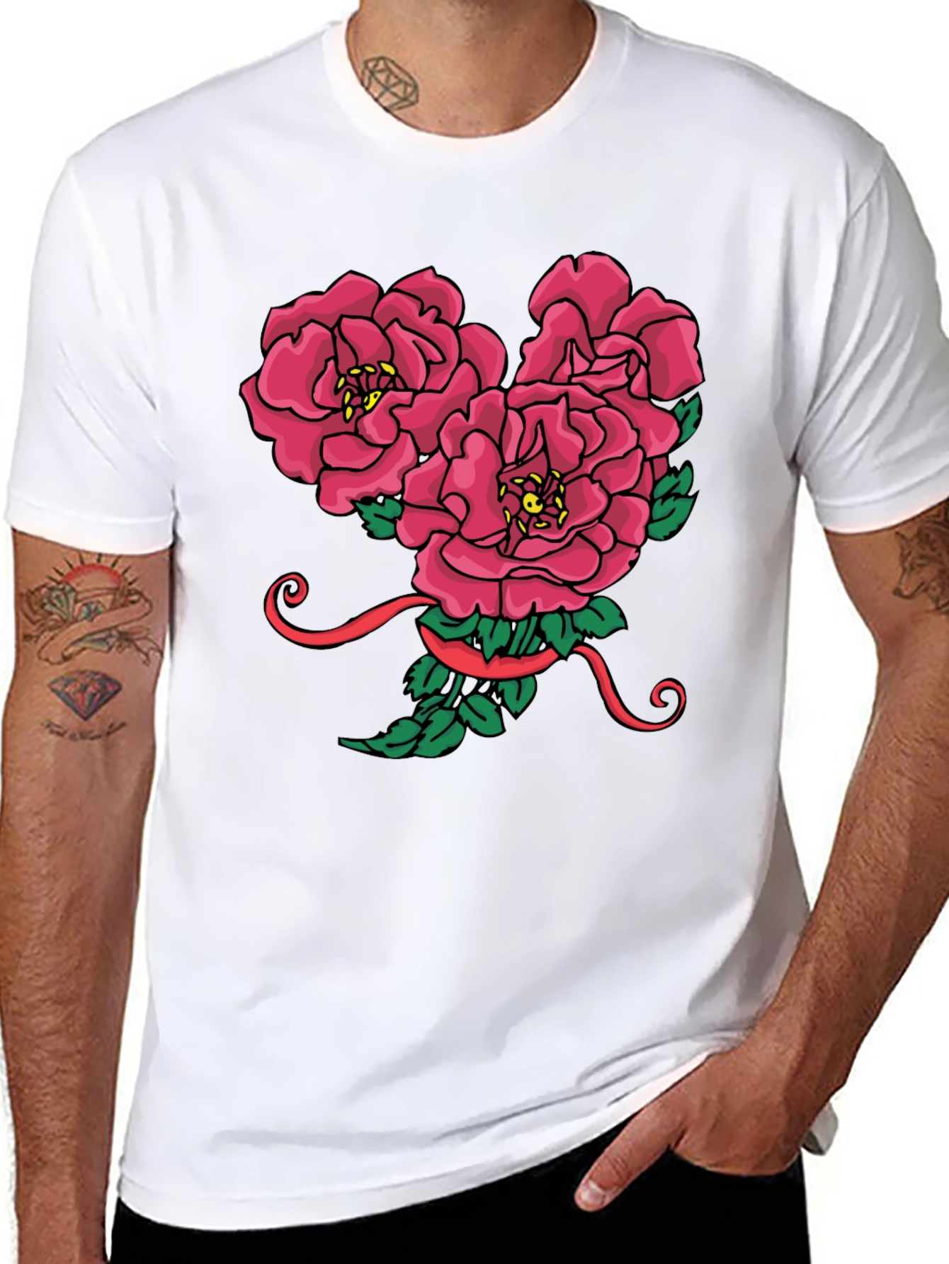 Floral Mickey Mouse Head Graphic Tee