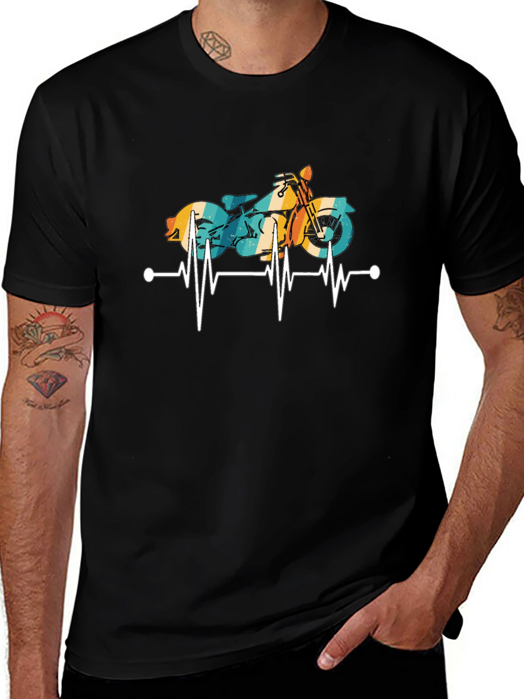 Motorcycle Heartbeat Graphic Tee - Ride with Passion