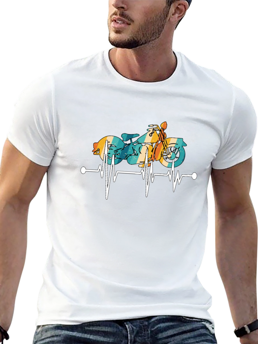 Motorcycle Heartbeat Graphic Tee - Ride with Passion