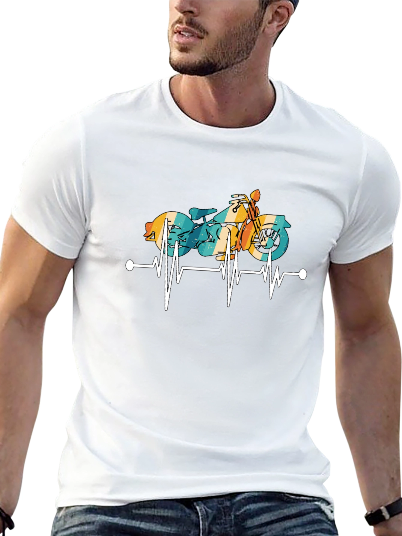 Motorcycle Heartbeat Graphic Tee - Ride with Passion