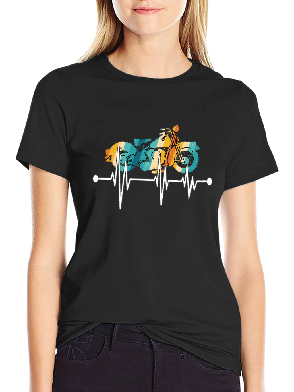 Motorcycle Heartbeat Graphic Tee - Ride with Passion