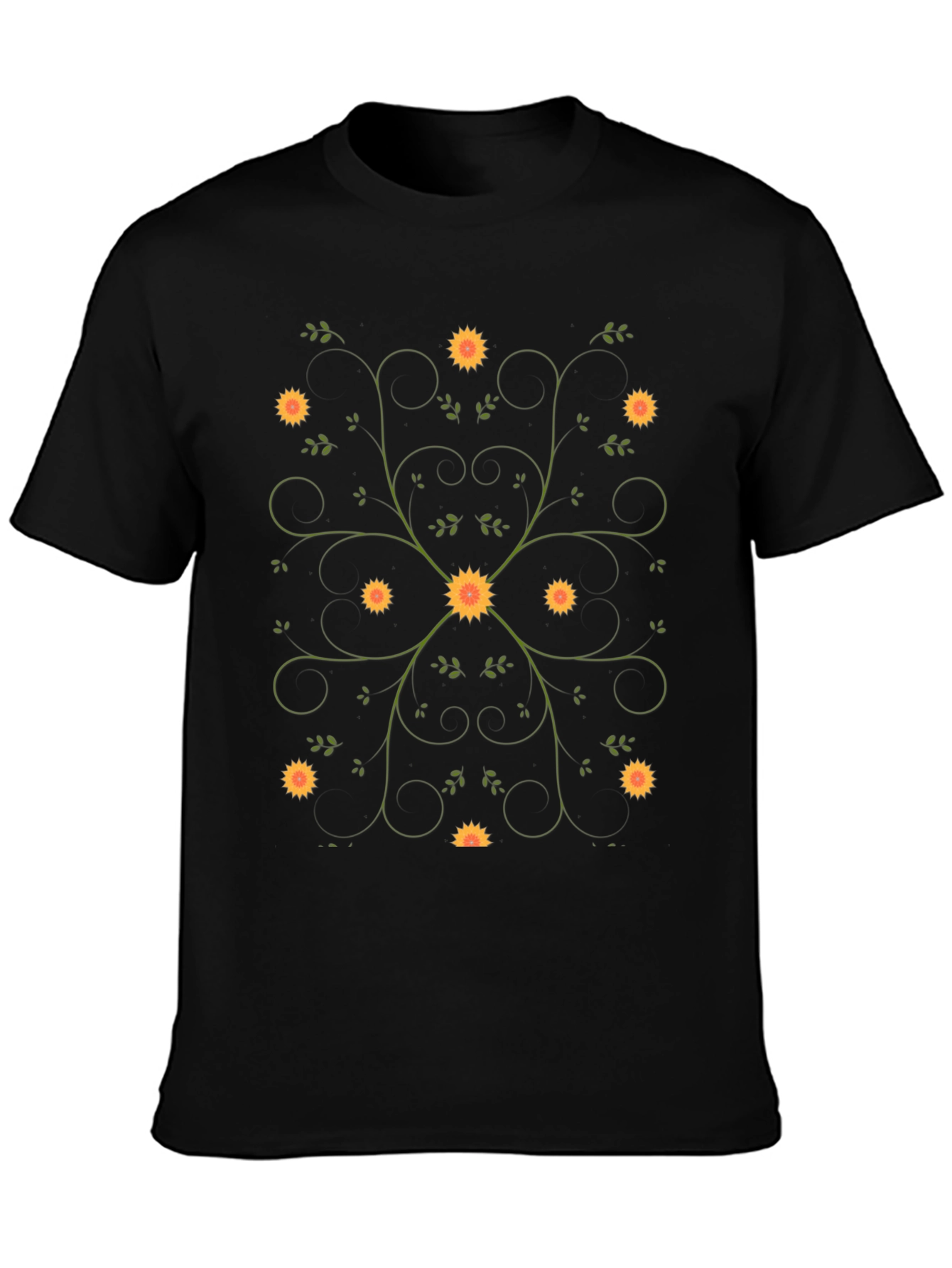 Floral Vine Black T-Shirt