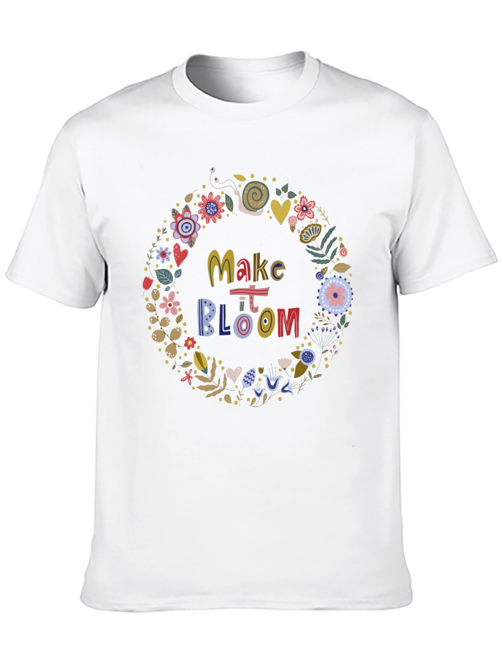 Make It Bloom Floral Wreath Black T-Shirt