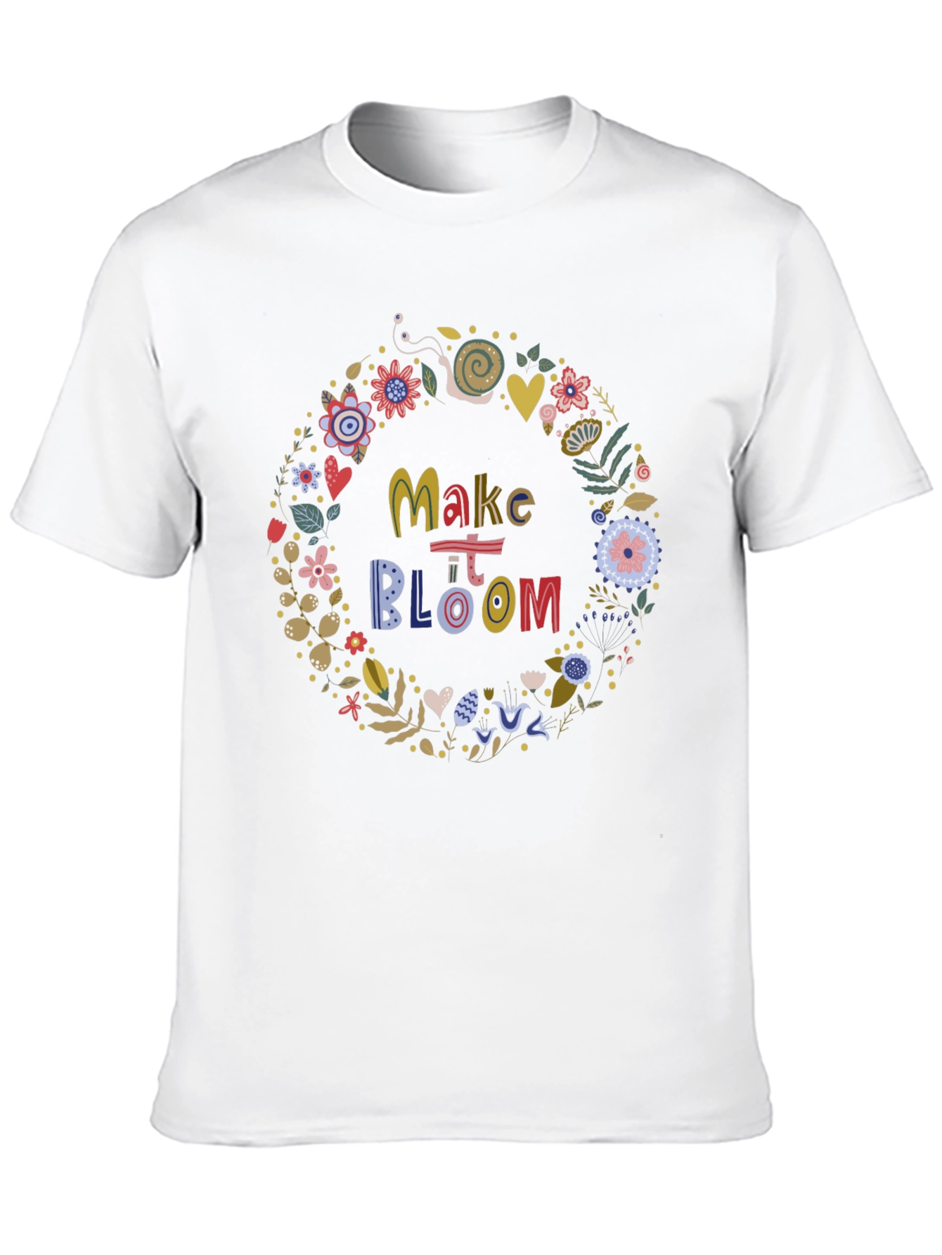 Make It Bloom Floral Wreath Black T-Shirt