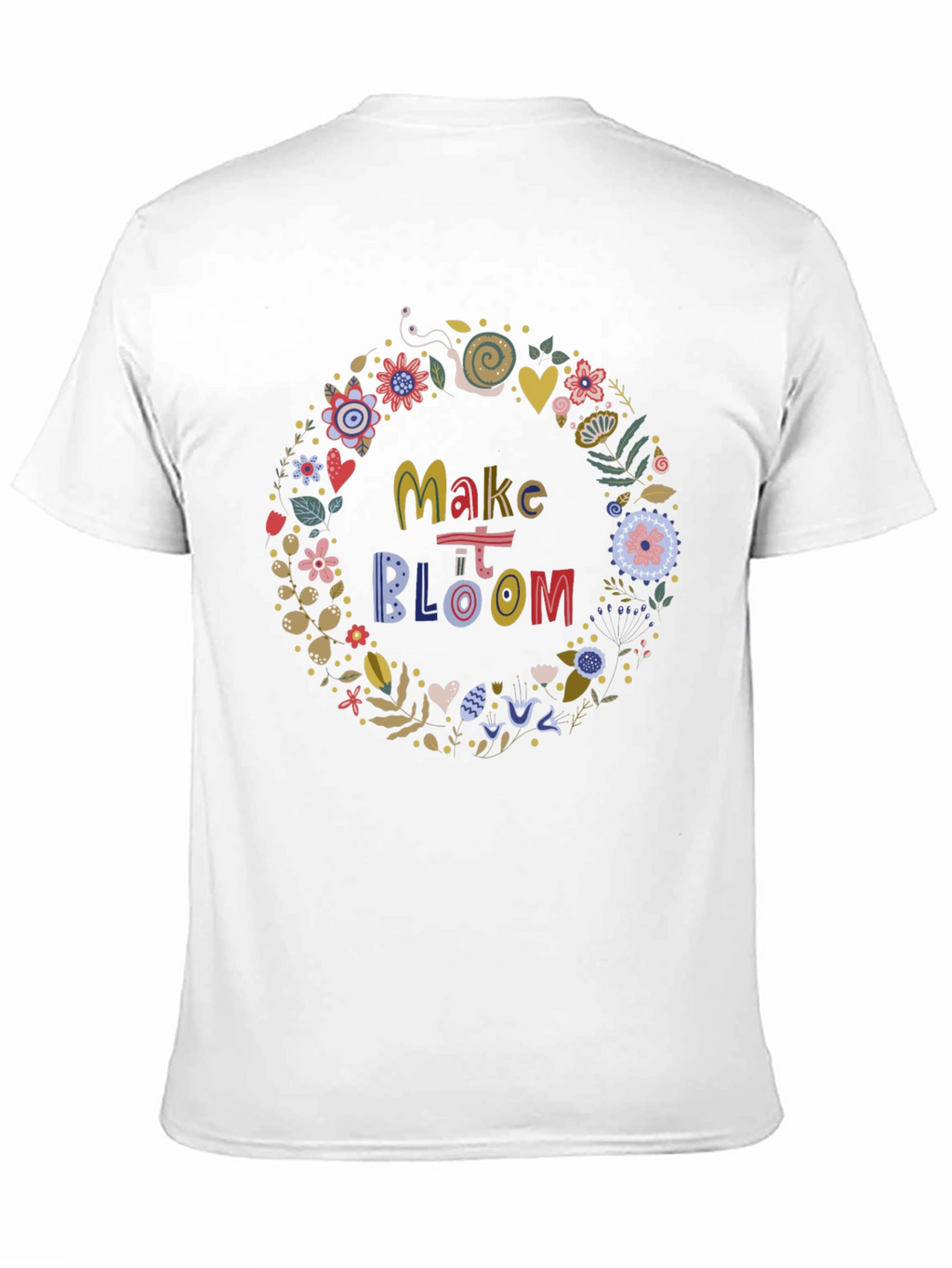 Make It Bloom Floral Wreath Black T-Shirt