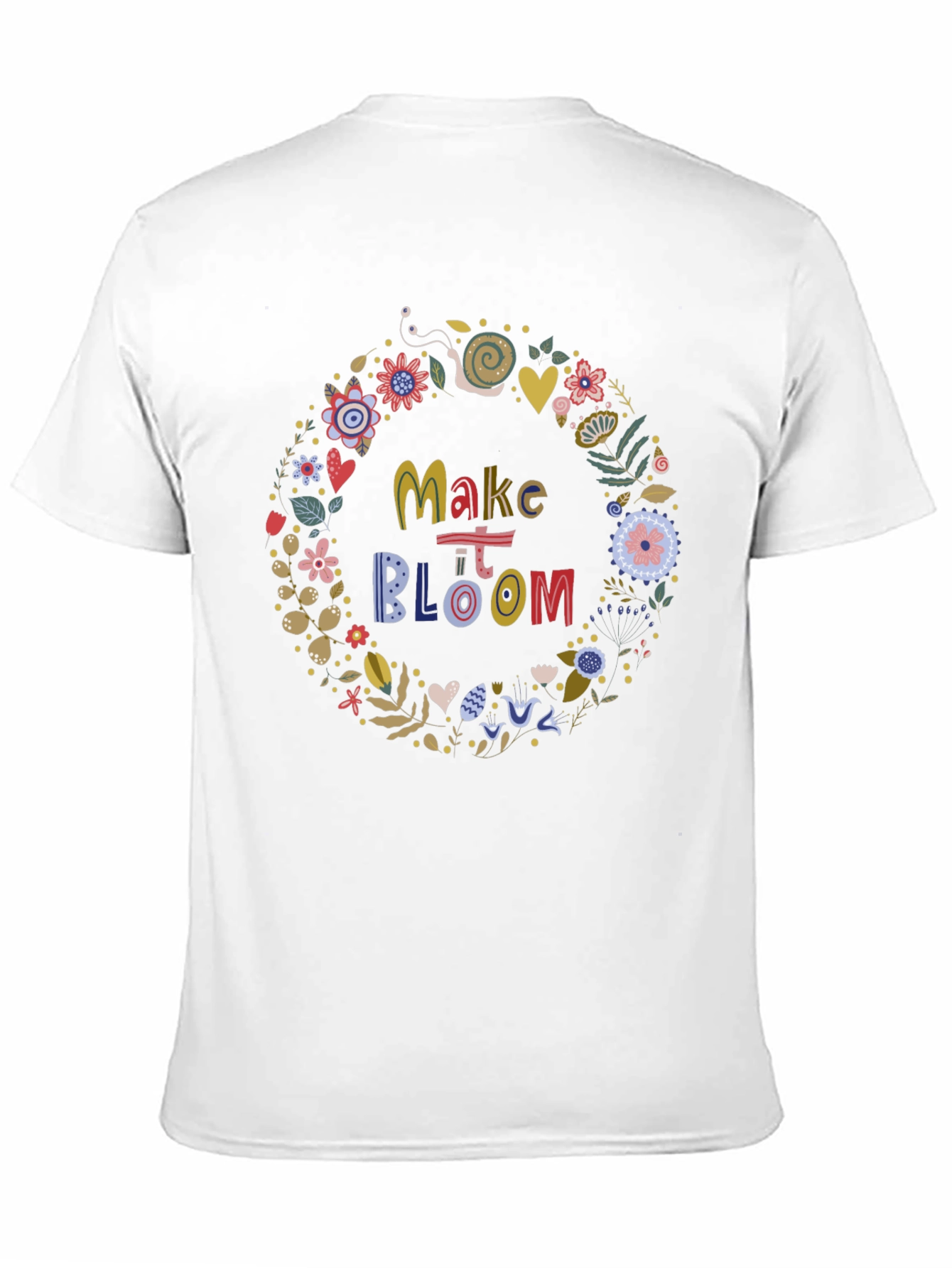 Make It Bloom Floral Wreath Black T-Shirt