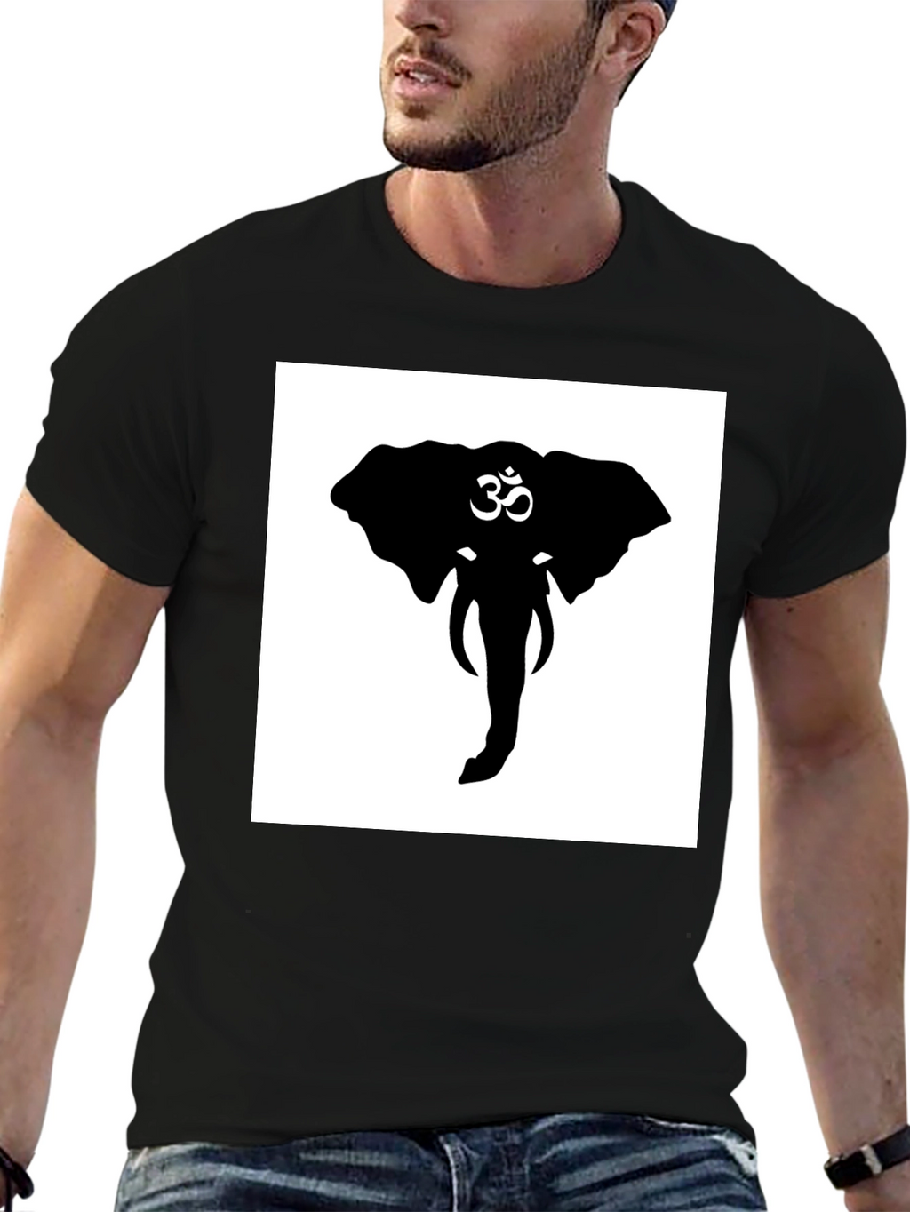 Elephant Om Symbol Graphic Tee - Black Cotton T-Shirt