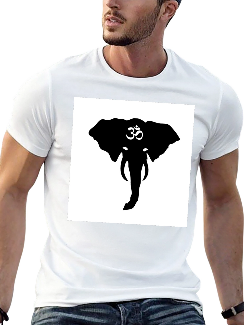 Elephant Om Symbol Graphic Tee - Black Cotton T-Shirt