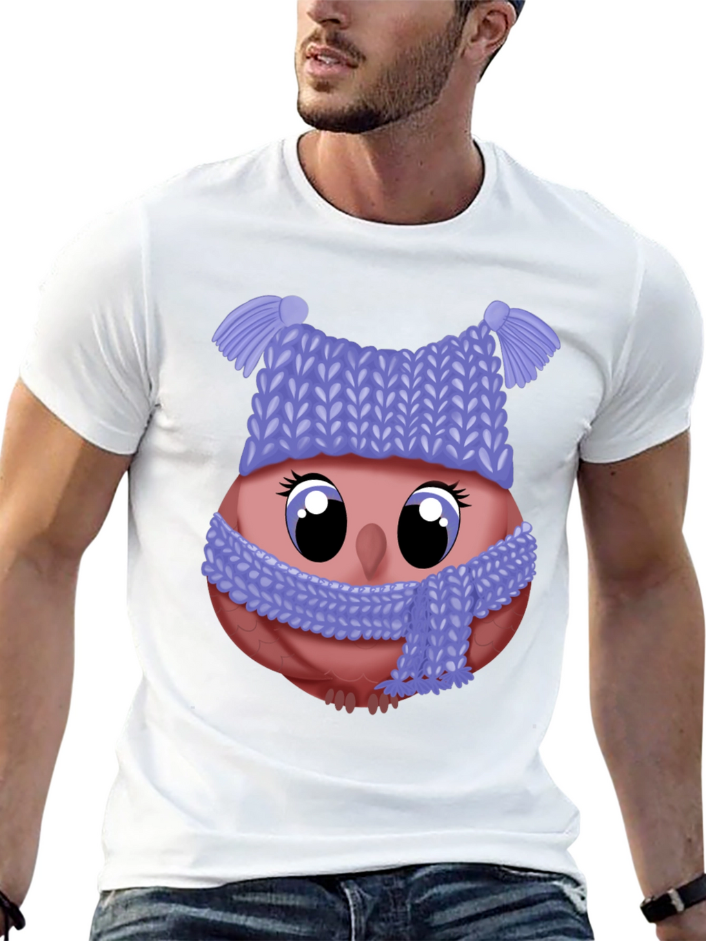Cute Owl in Winter Hat T-Shirt