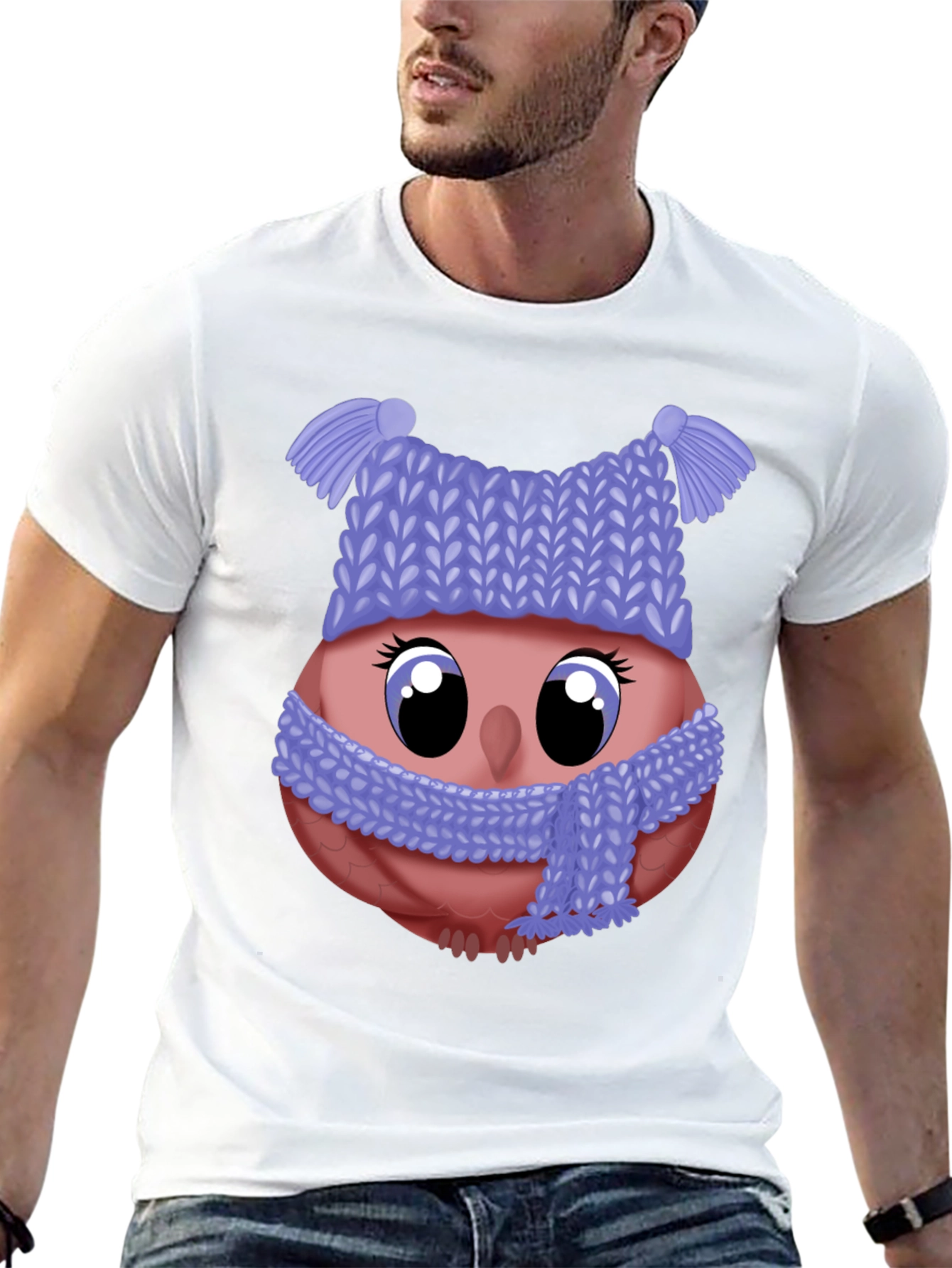 Cute Owl in Winter Hat T-Shirt