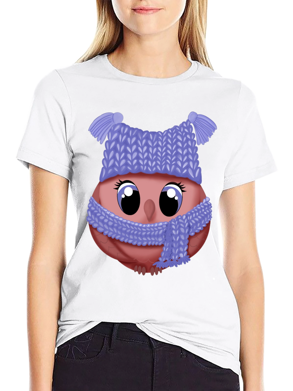 Cute Owl in Winter Hat T-Shirt