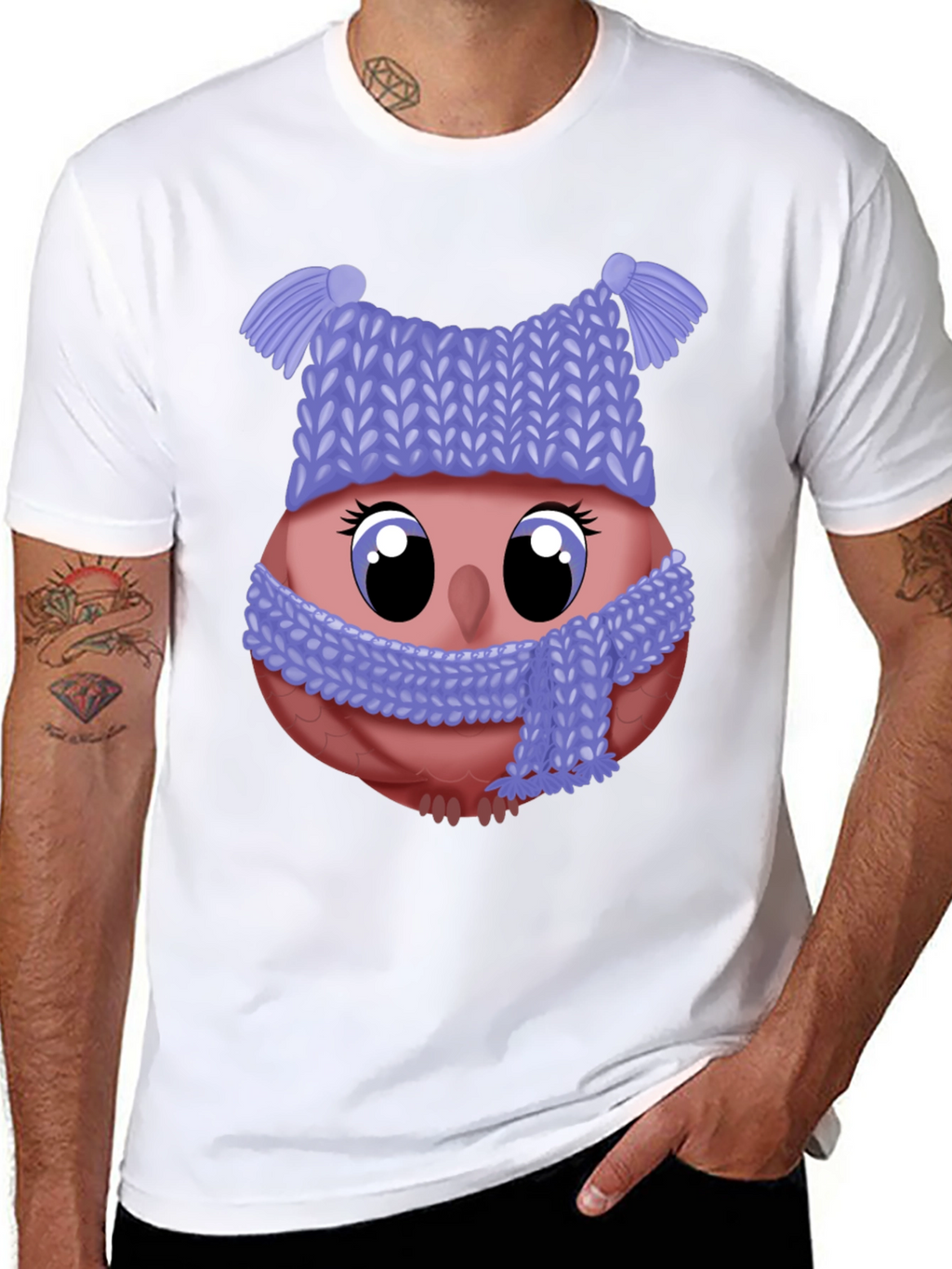 Cute Owl in Winter Hat T-Shirt