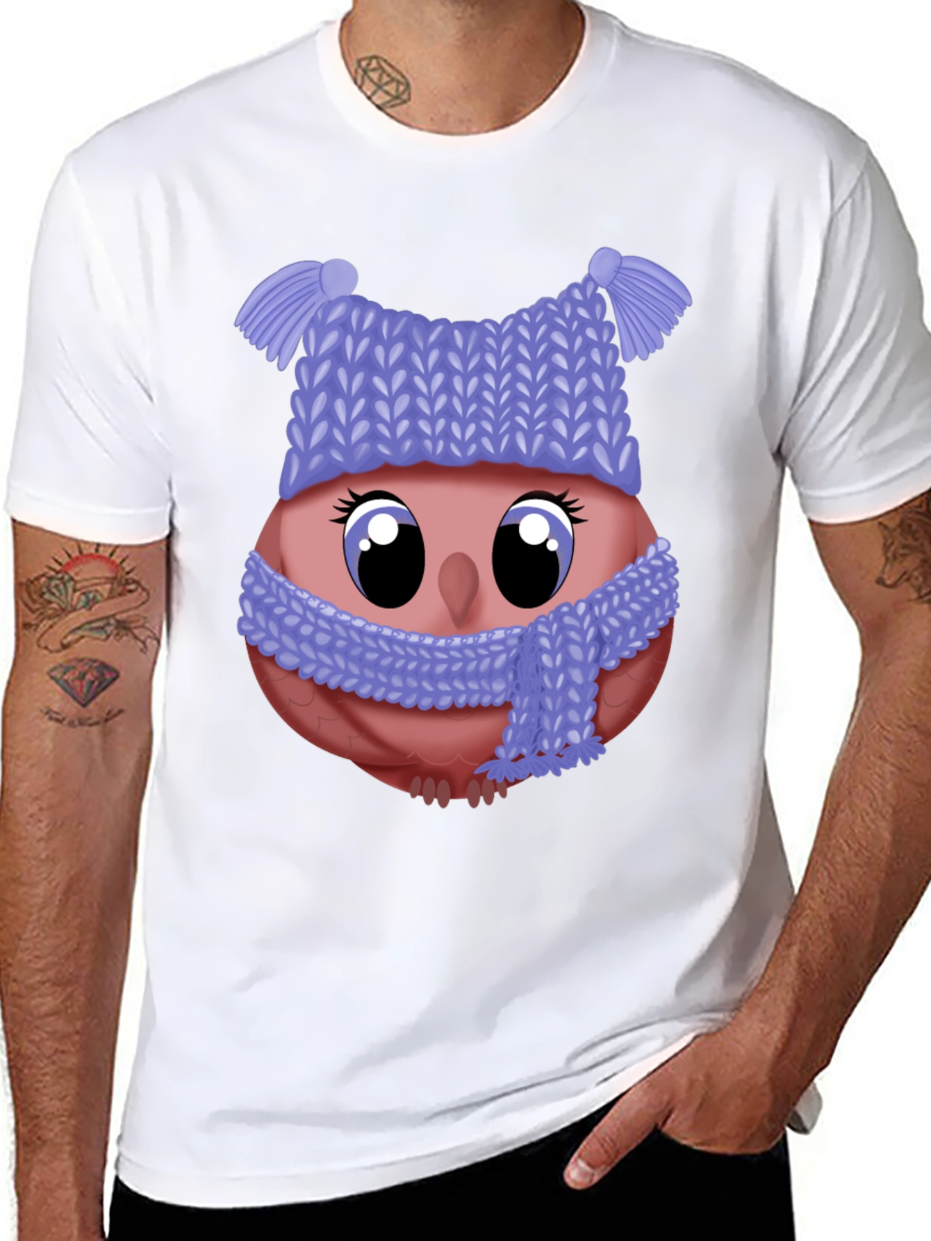 Cute Owl in Winter Hat T-Shirt
