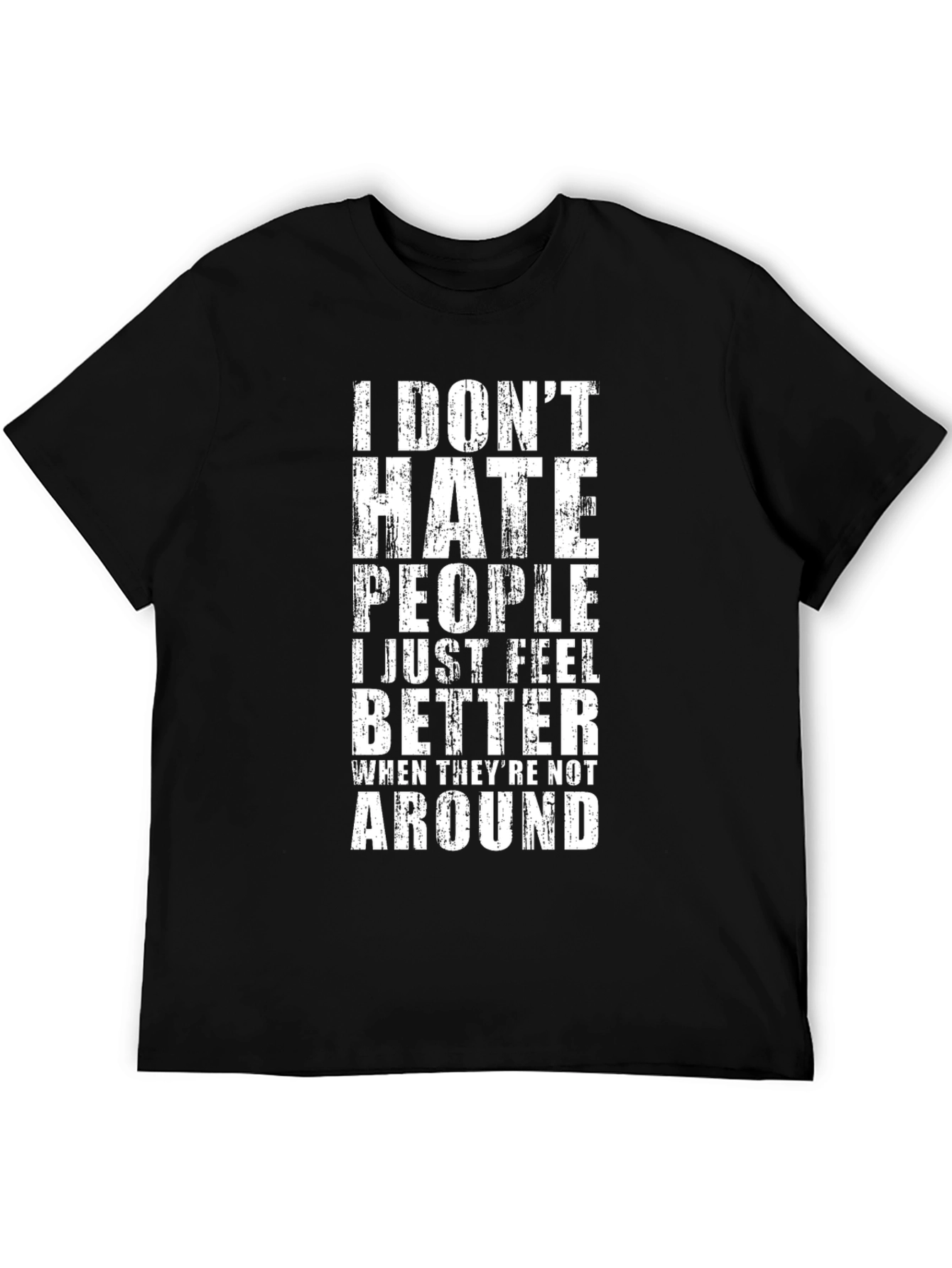 I Dont Hate People Graphic Tee - Black