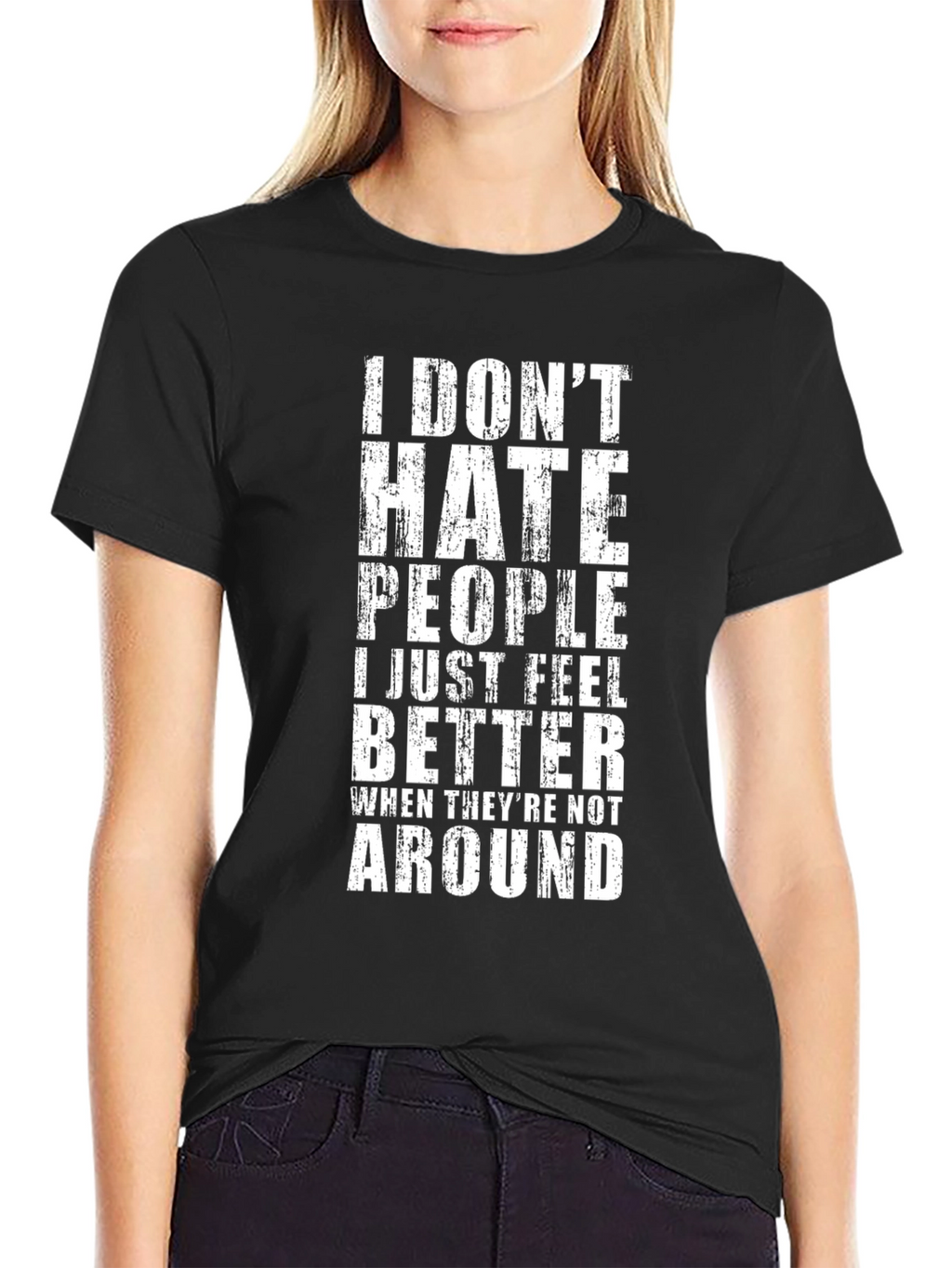 I Dont Hate People Graphic Tee - Black