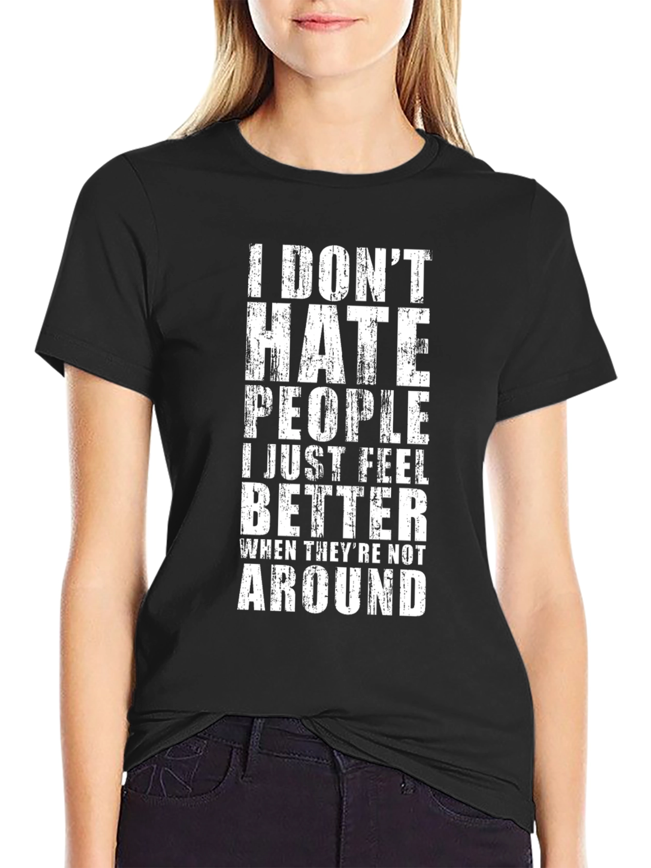 I Dont Hate People Graphic Tee - Black