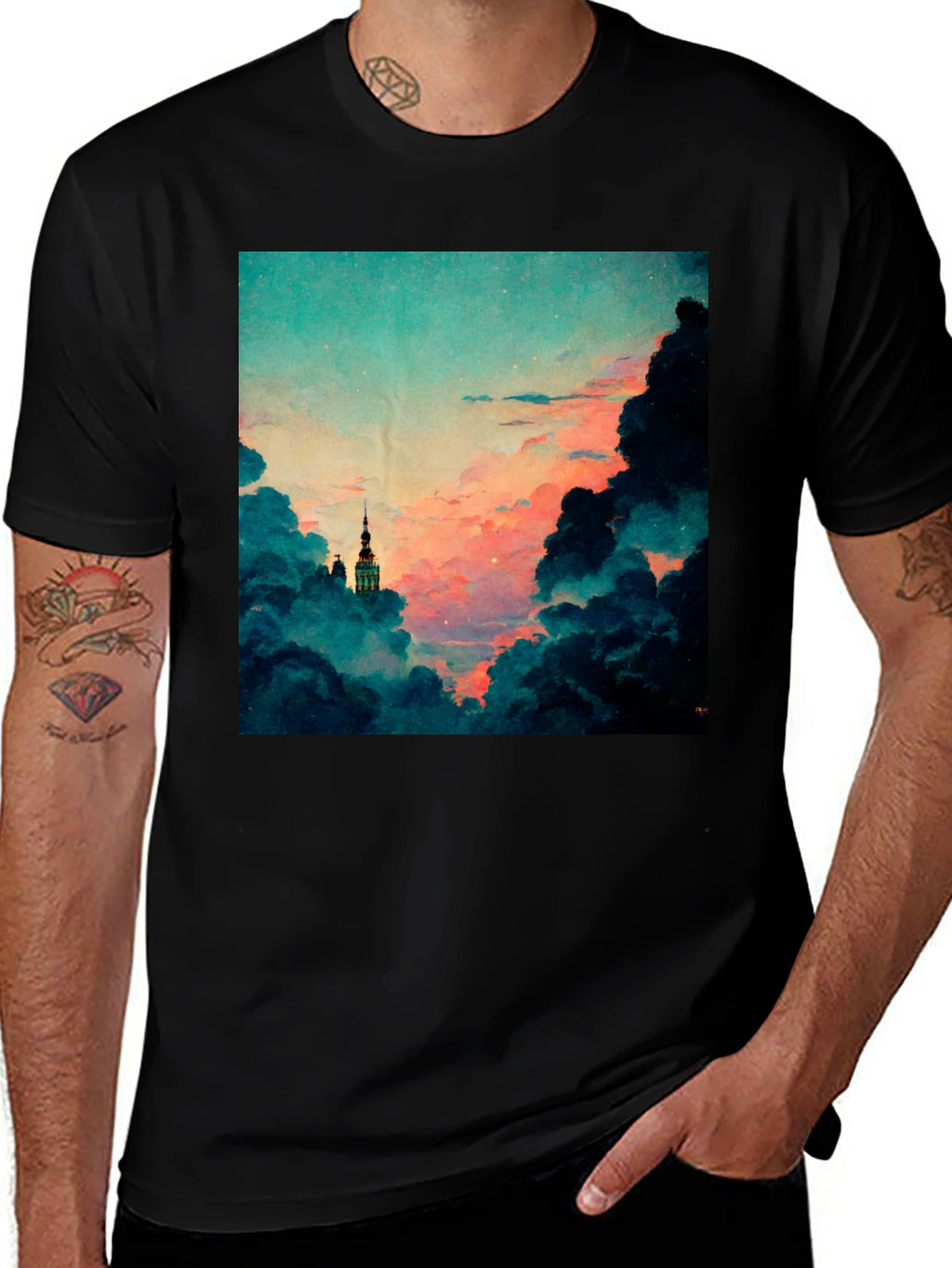 Dreamy Sky Graphic Tee - Artistic Cloudscape T-Shirt