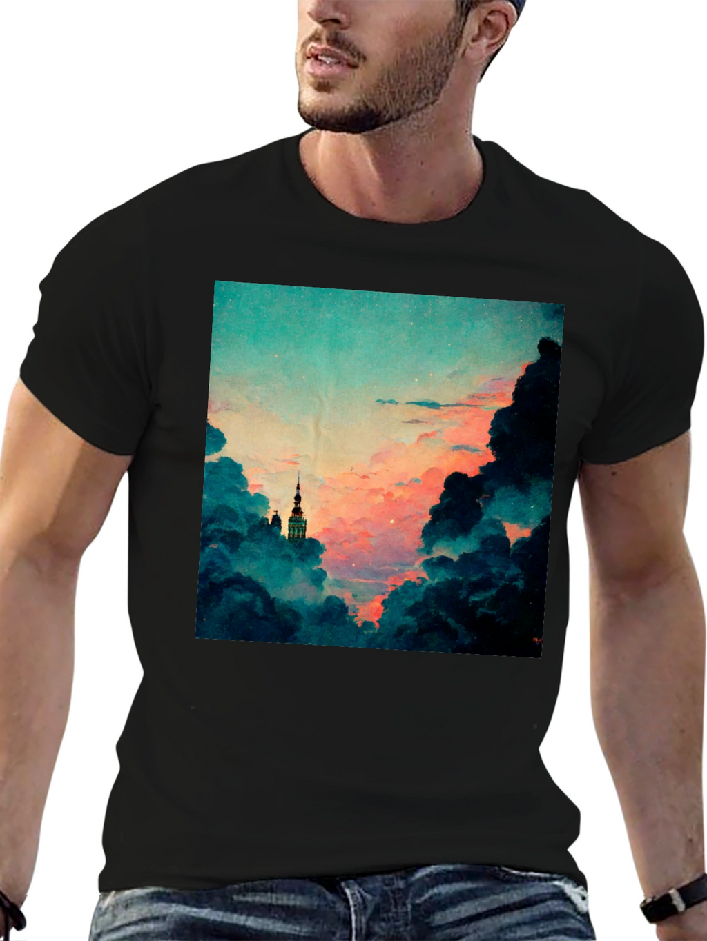 Dreamy Sky Graphic Tee - Artistic Cloudscape T-Shirt