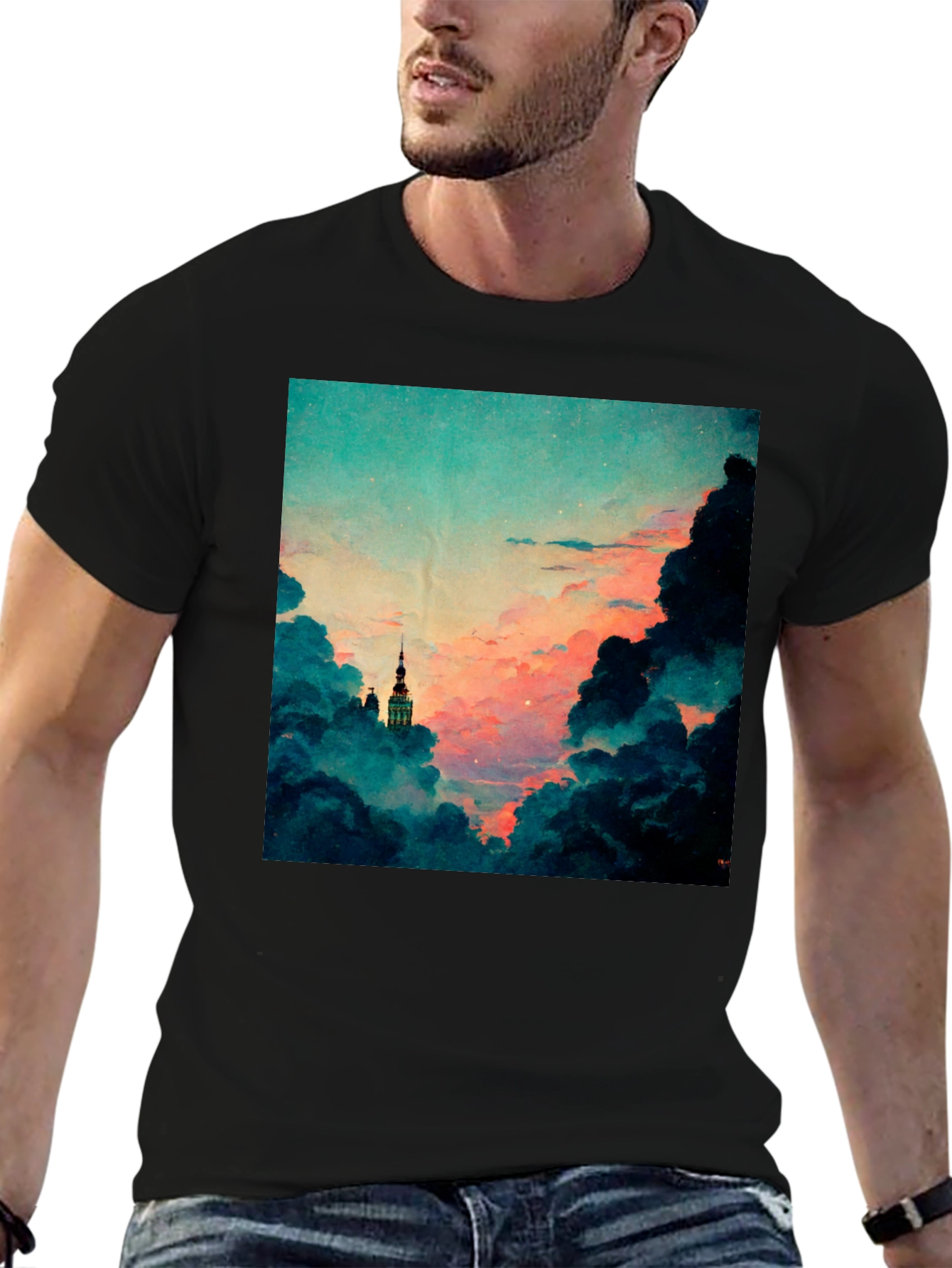 Dreamy Sky Graphic Tee - Artistic Cloudscape T-Shirt